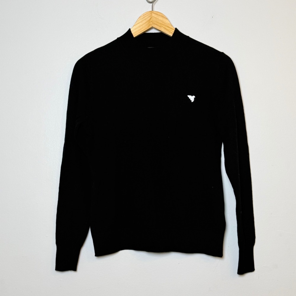 Macade Golf Women's Size M Mock Neck Knit Sweater Black Cotton Cashmere Wool